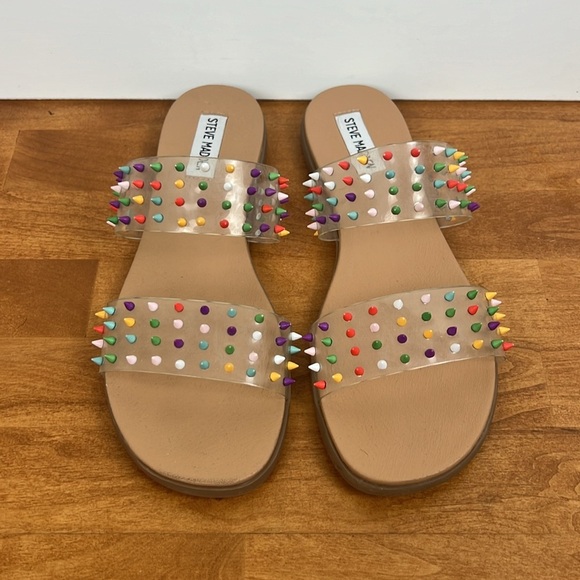 Steve Madden blizie spiky colorful slide sandals size 8 fun casual trendy - Picture 2 of 7